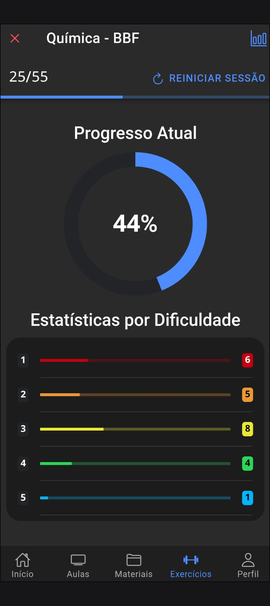 Tela de comentários das questões