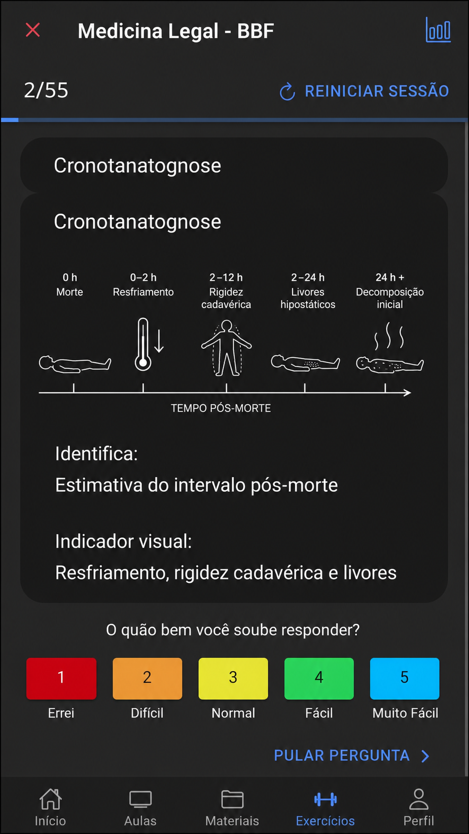 Tela de relatório de desempenho